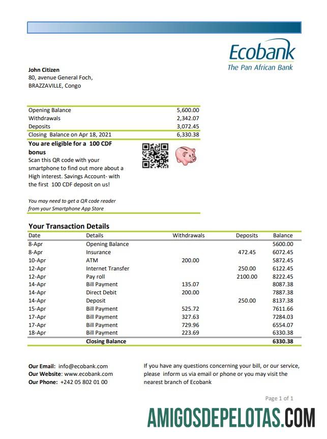 Congo Ecobank Excel Pdf amostra